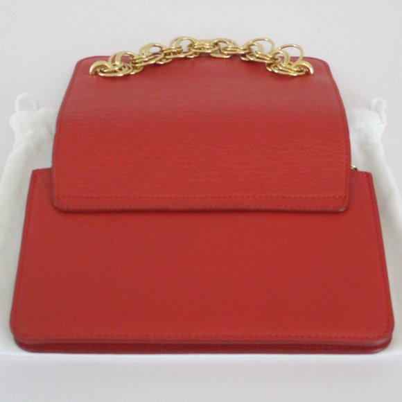 Chloe Red Crossbody Bag with Gold Chain - Picture 6 of 7